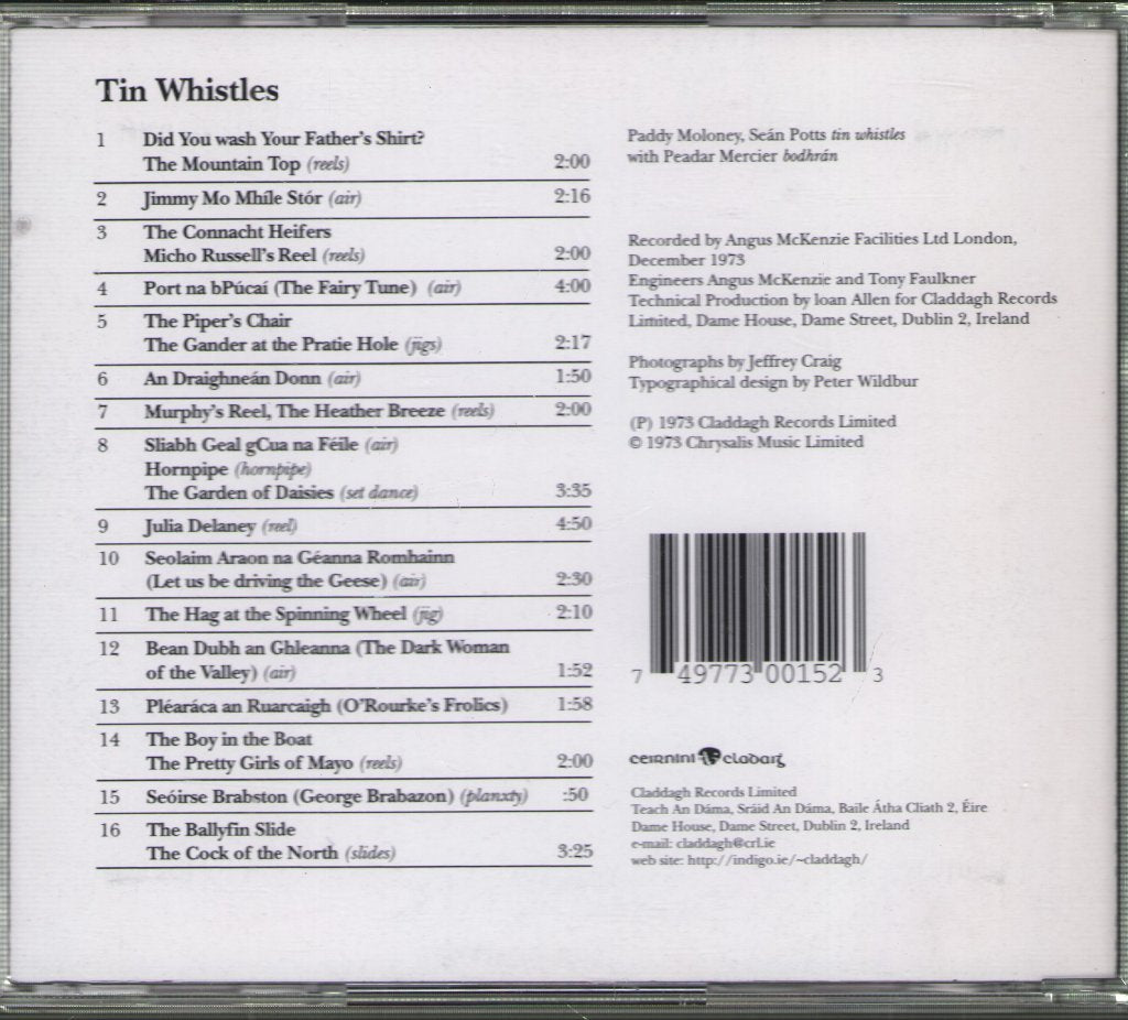 Paddy Moloney And Sean Potts - Tin Whistles - Cd