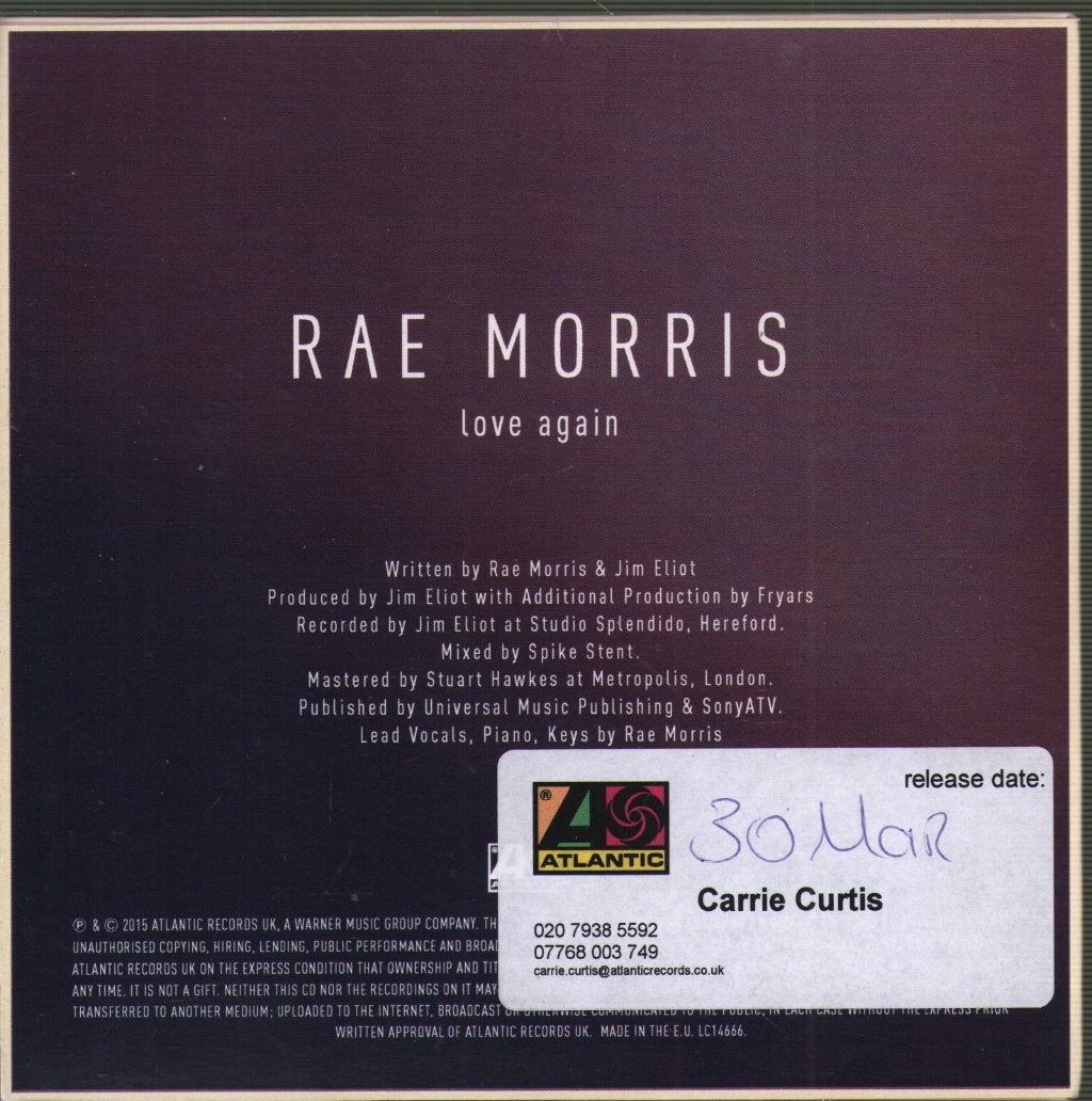 Rae Morris - Love Again - Cdr