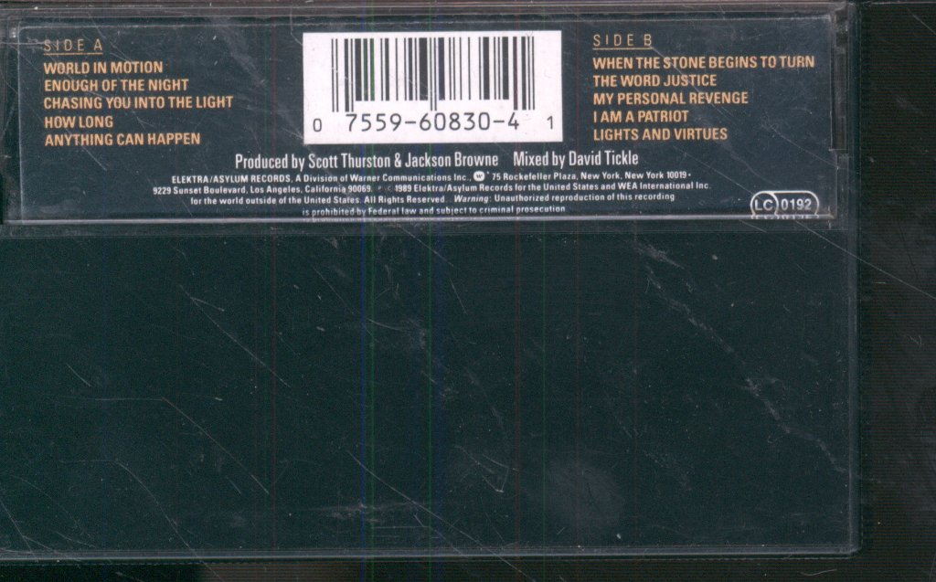Jackson Browne - World In Motion - Cassette