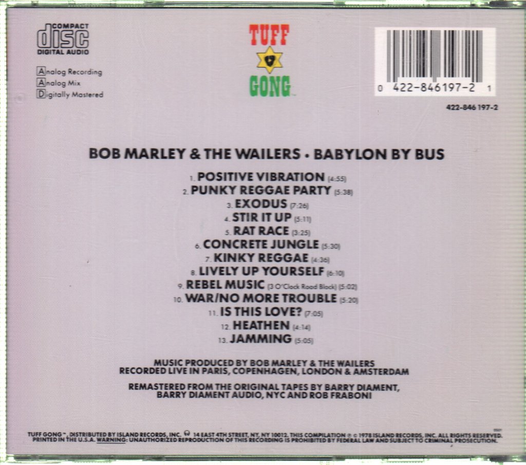 Bob Marley & The Wailers - Babylon By Bus - Cd
