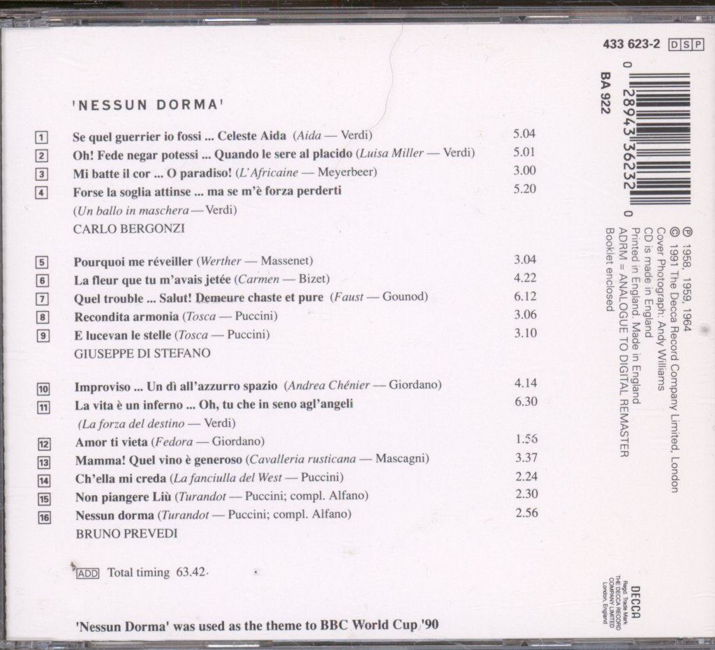 Nessun Dorma - Famous Tenor Arias - Cd