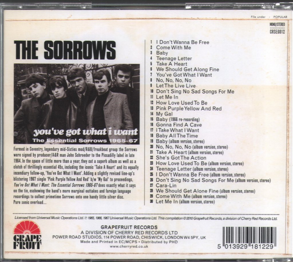 Sorrows - You've Got What I Want: The Essential Sorrows 1965-67 - Cd