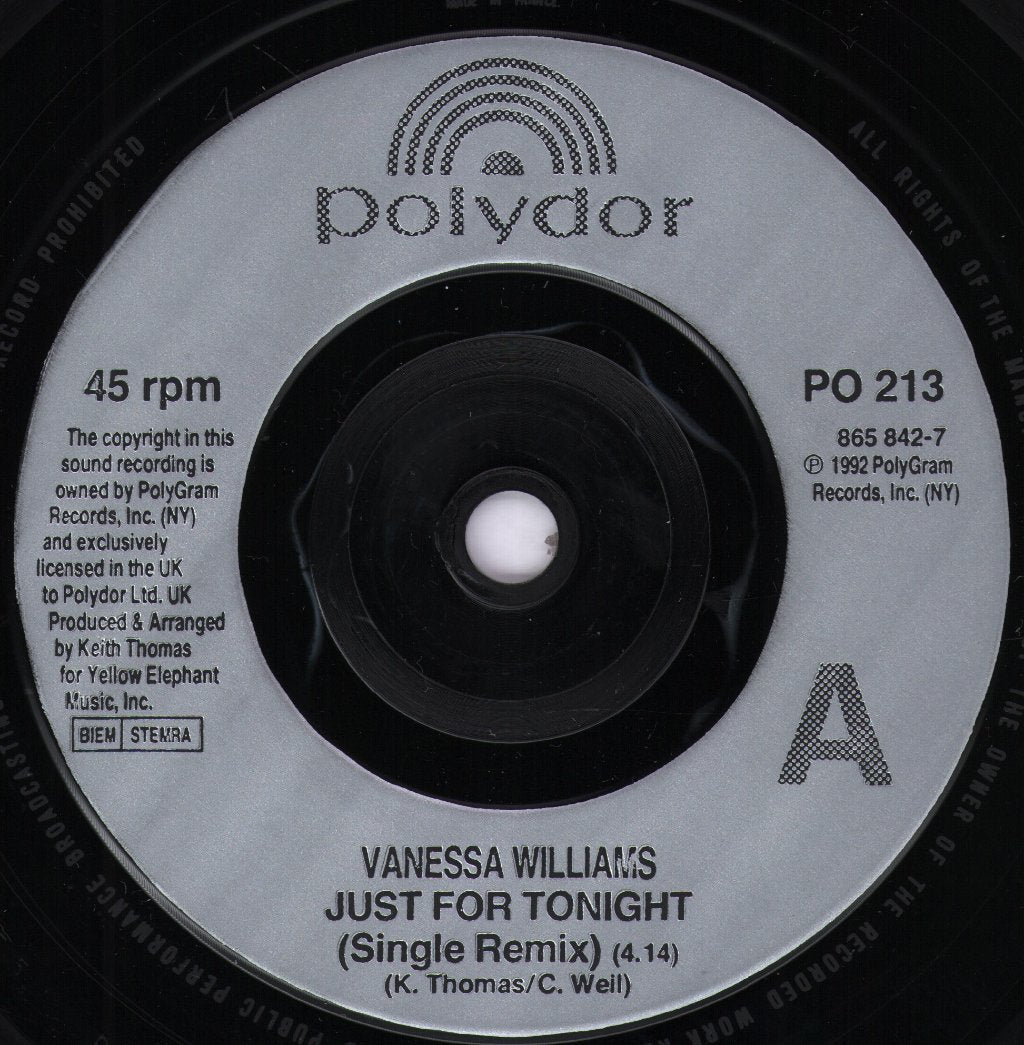 Vanessa Williams - Just For Tonight - 7 Inch