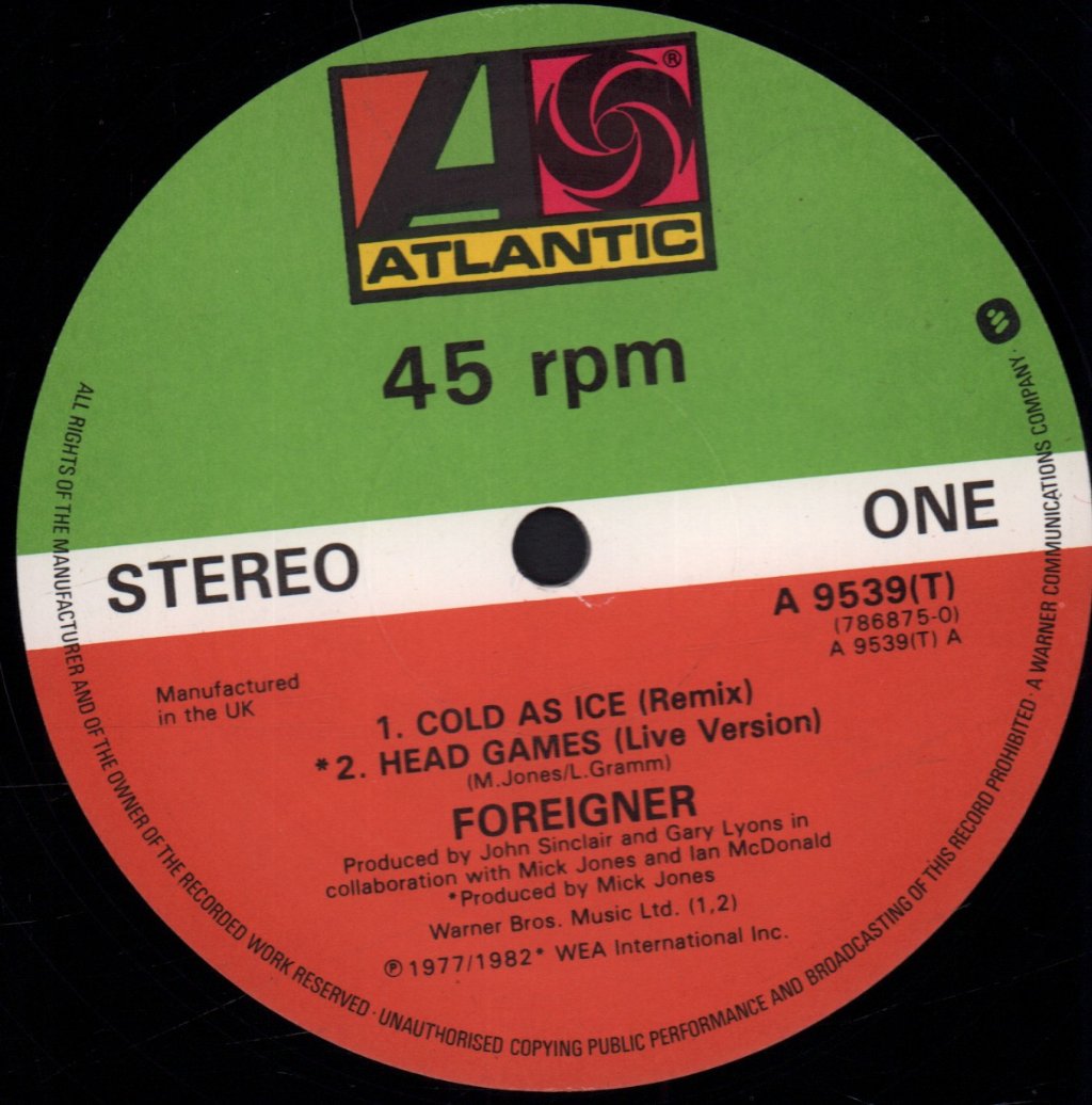 Foreigner - Cold As Ice - 12 Inch