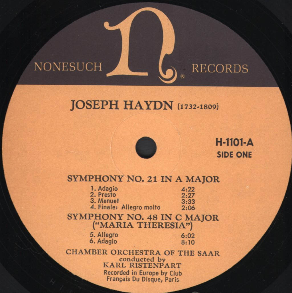 Chamber Orchestra Of The Saar / Karl Ristenpart / Gurzenich Symphony Orchestra Of Cologne / Gunter Wand - Joseph Haydn - Symphony No. 21 In A Major / Symphony No. 48 In C Major - Lp