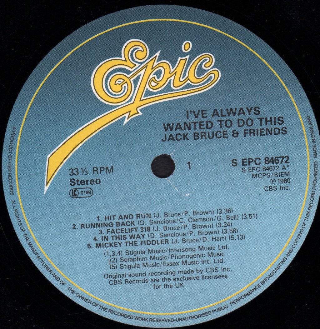 Jack Bruce And Friends - I've Always Wanted To Do This - Lp