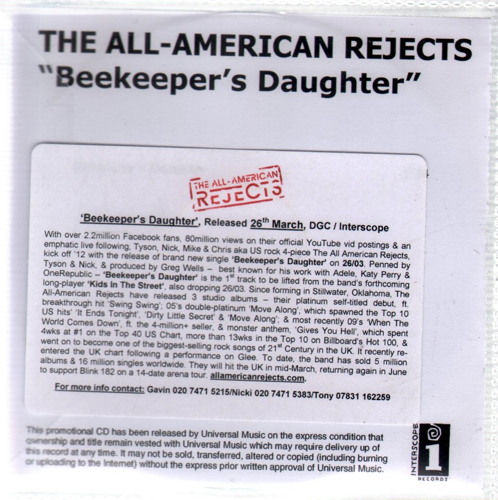 All American Rejects - Beekeeper's Daughter - Cdr
