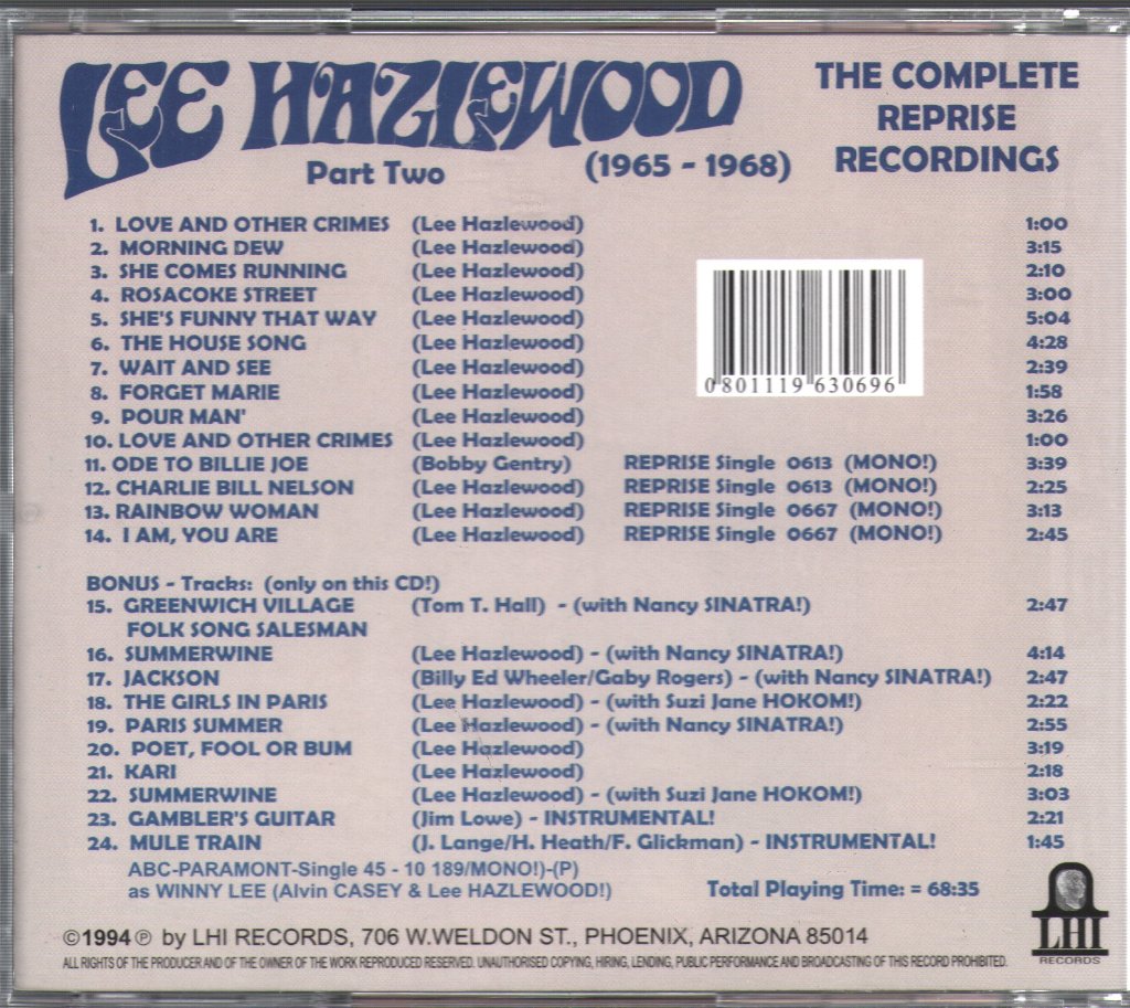 Lee Hazlewood - Complete Reprise Recordings Part Two - Cd