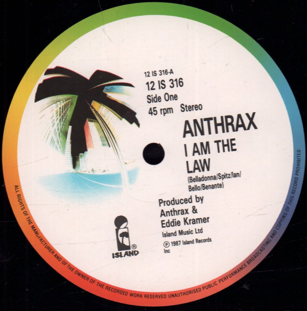 Anthrax (Metal Group) - I Am The Law - 12 Inch