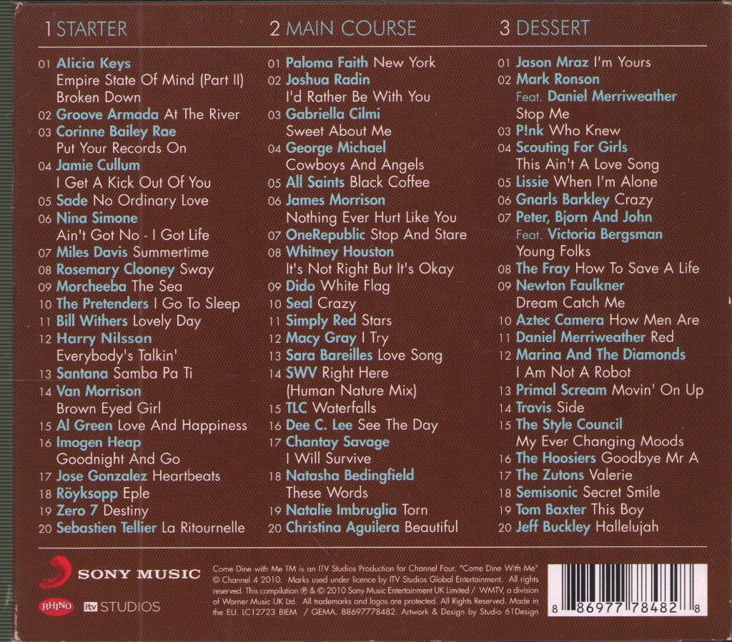 Various Artists - Come Dine With Me Presents Dinner Party Songs - Cd Set