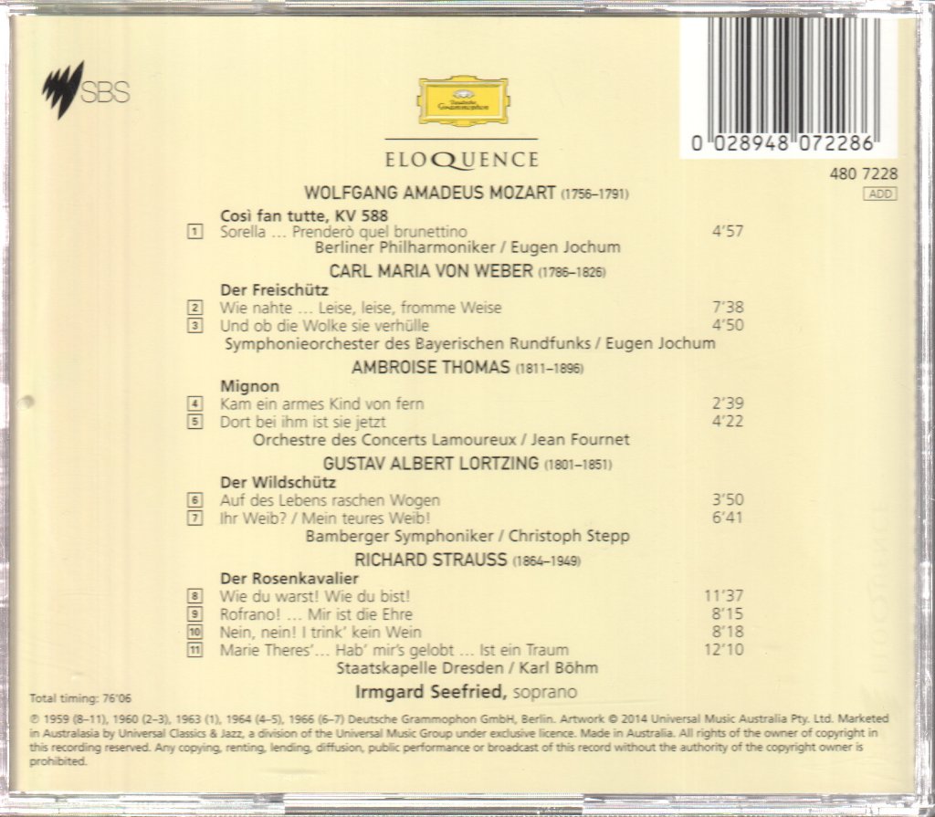 Irmgard Seefried - Art of Irmgard Seefried (Volume 2: Arias) - Cd