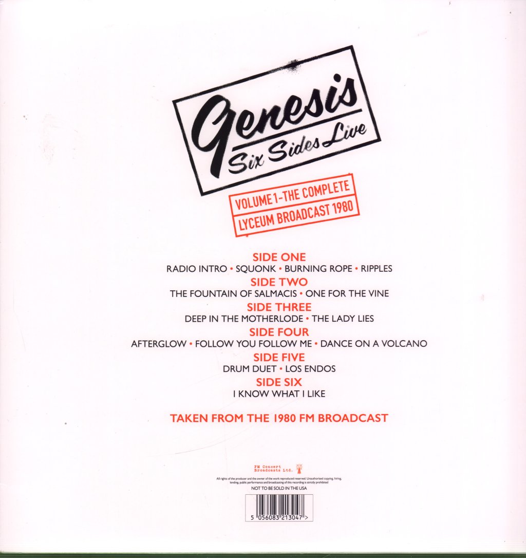 Genesis - Six Sides Live - Vol 1 The Complete Lyceum Broadcasts 1980 - Triple Lp