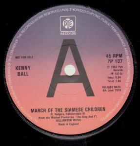 Kenny Ball - March Of The Siamese Children - 7 Inch