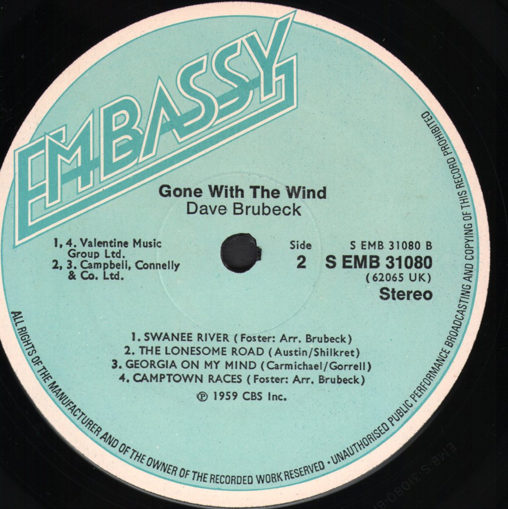 Dave Brubeck - Gone With The Wind - Lp