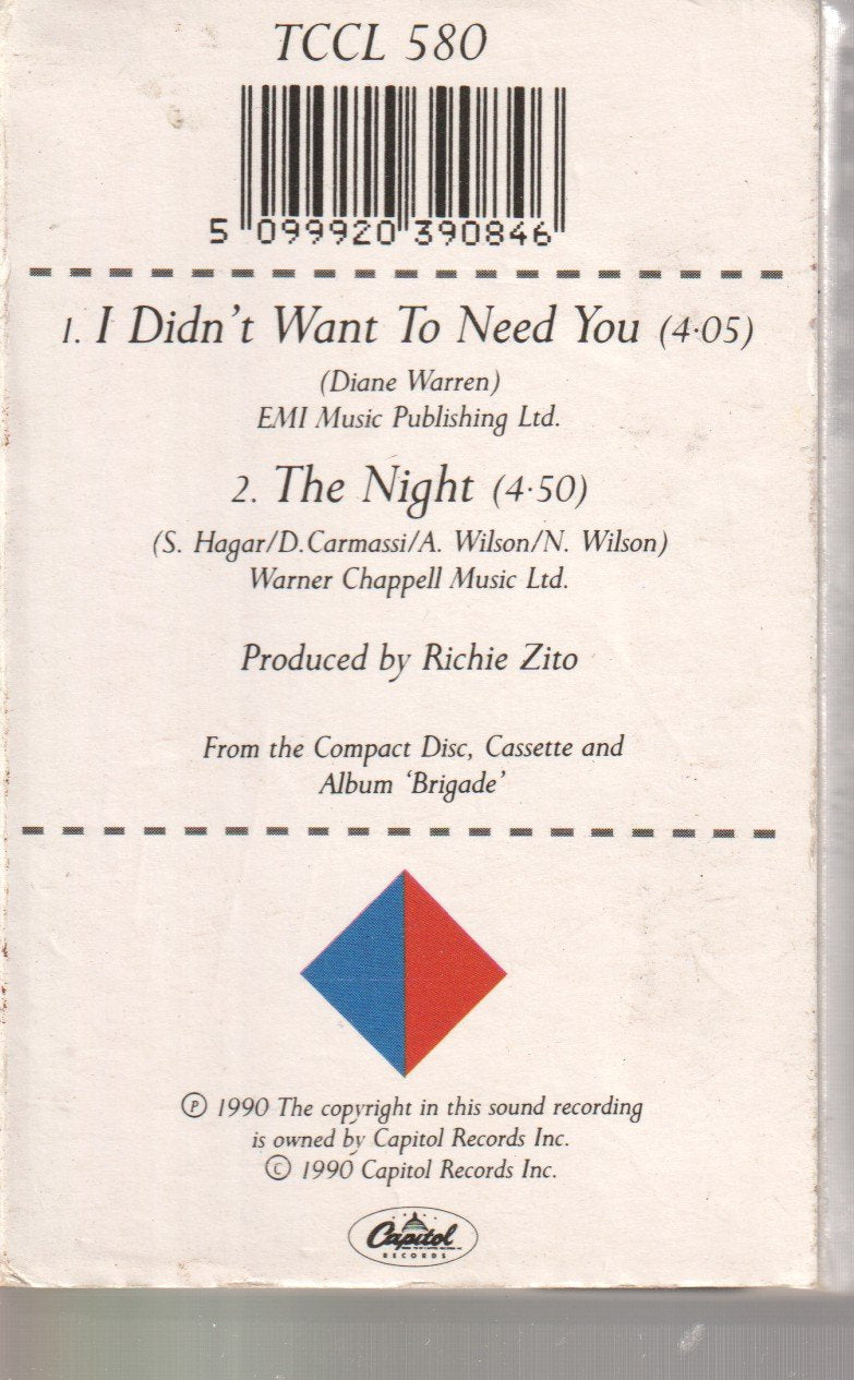 Heart - I Didn't Want To Need You - Cassette