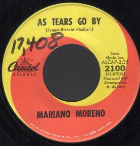 Mariano Moreno - As Tears Go By - 7 Inch