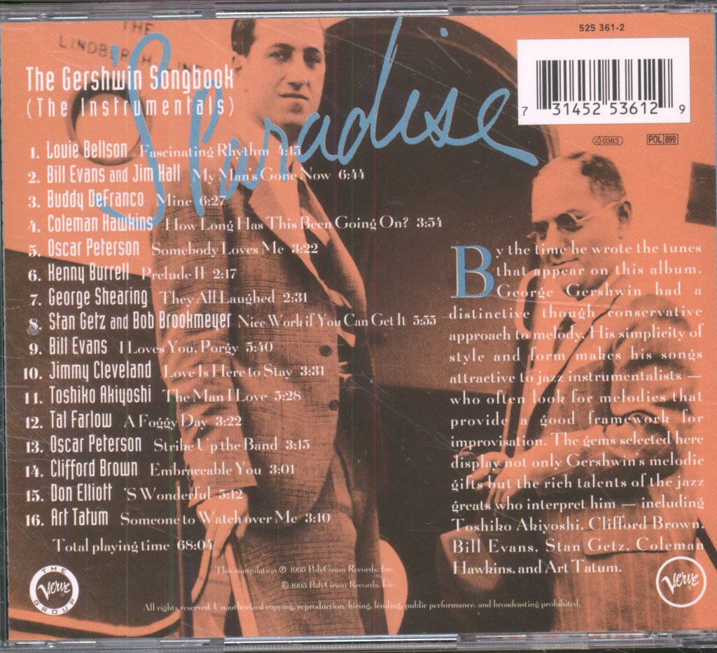 Various Artists - Gershwin Songbook - 'S Paradise (The Instrumentals) - Cd