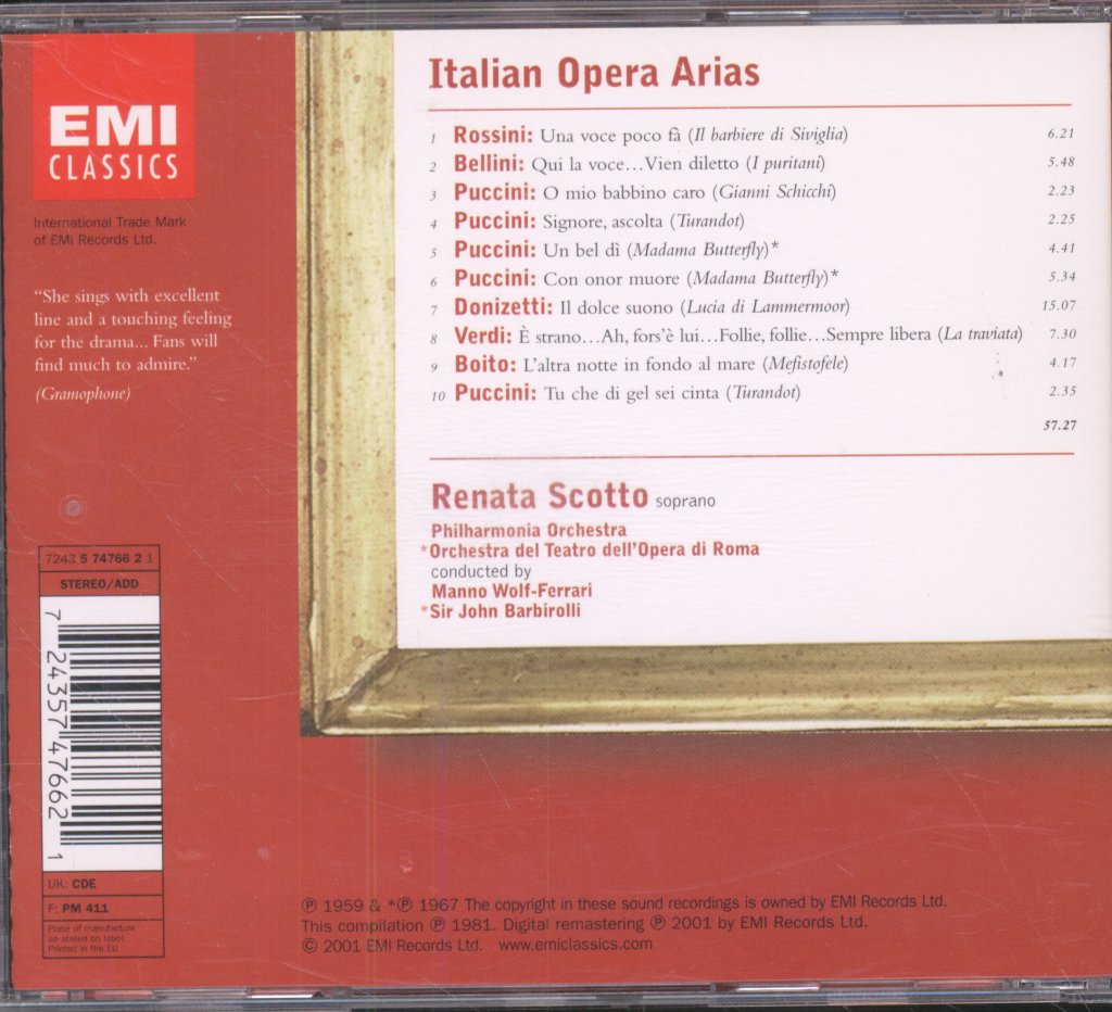 Renata Scotto - Italian Opera Arias - Cd