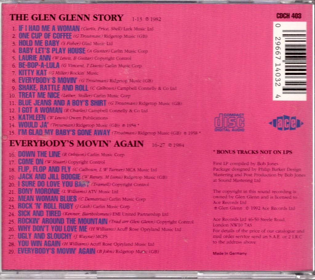 Glen Glenn - Glen Glenn Story / Everybody's Movin' Again - Cd