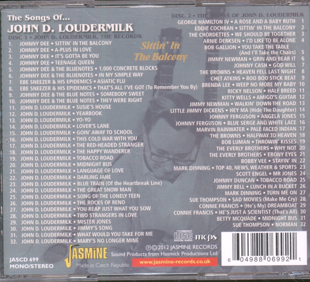 Various Artists - Songs Of John D. Loudermilk (Sittin' In The Balcony) - Double Cd