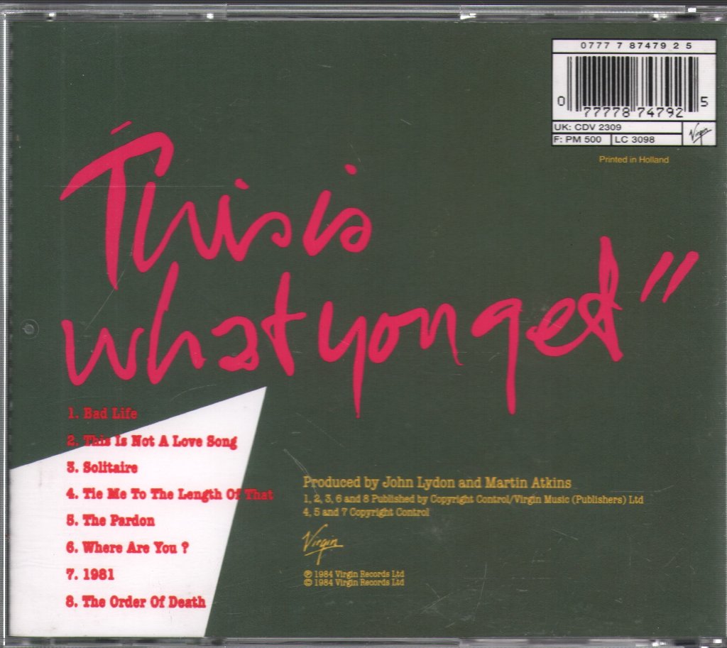 Public Image Limited - This Is What You Want… This Is What You Get - Cd