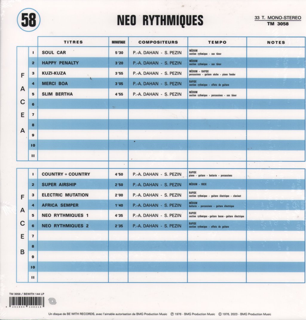Pierre-Alain Dahan & Slim Pezin - Neo Rythmiques - Lp