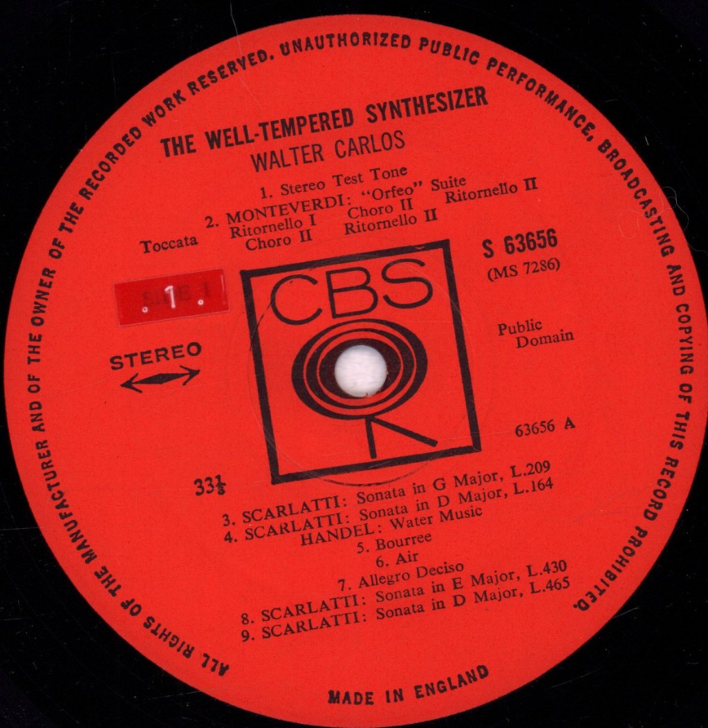 Walter Carlos - Well Tempered Synthesizer - Lp