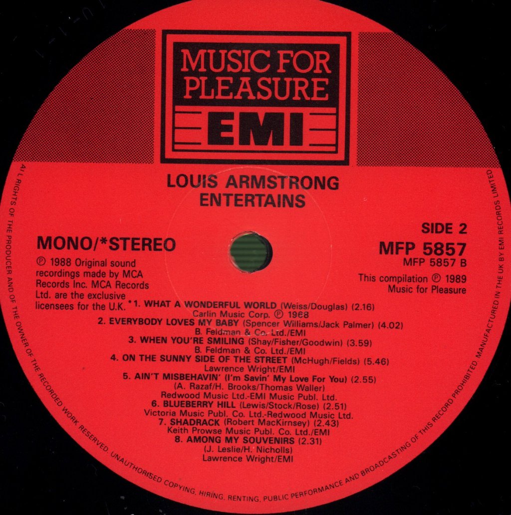 Louis Armstrong - Great Entertainer - Lp