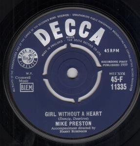 Mike Preston - Girl Without A Heart - 7 Inch