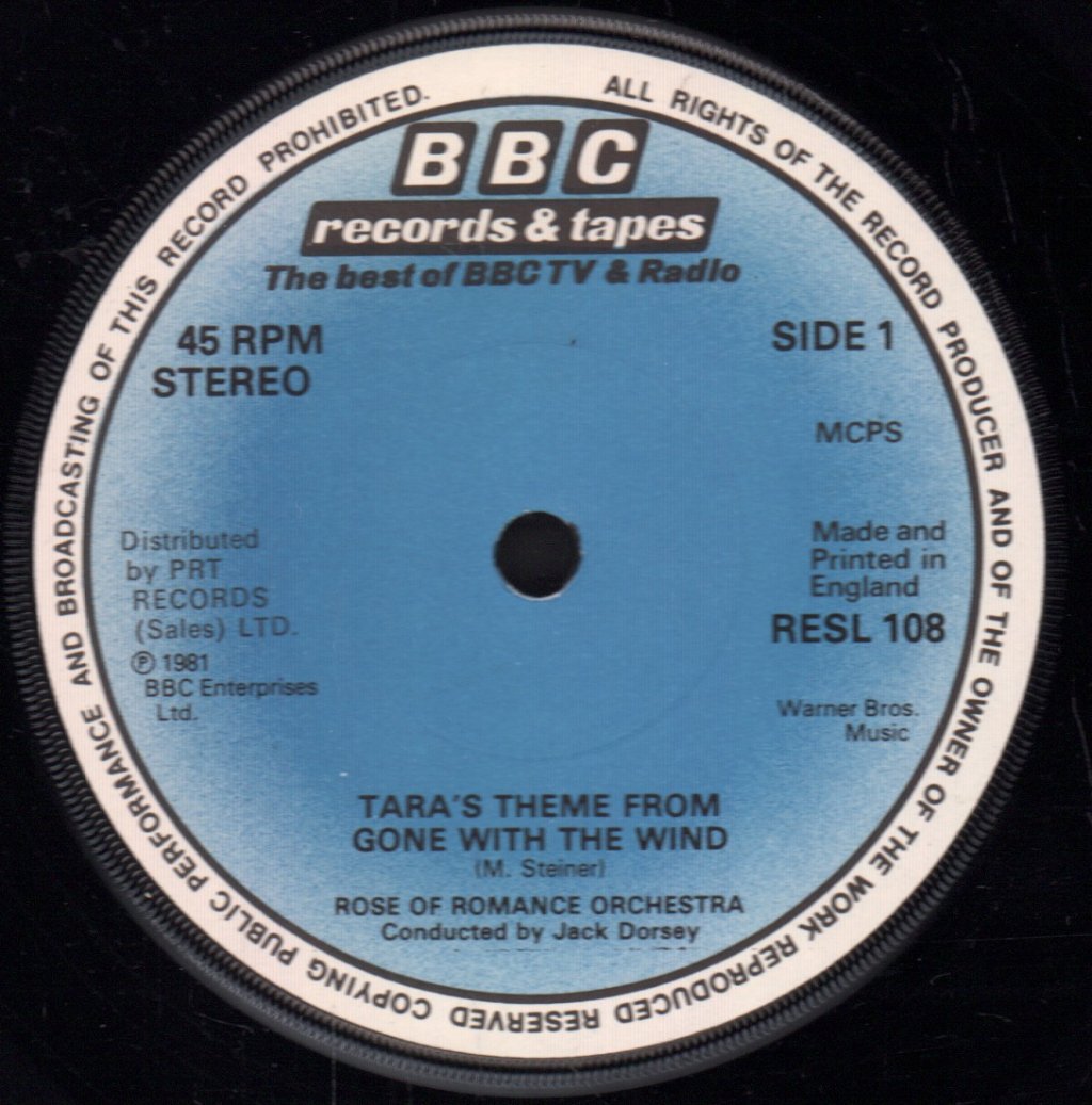 Rose Of Romance Orchestra - Tara's Theme From Gone With The Wind - 7 Inch