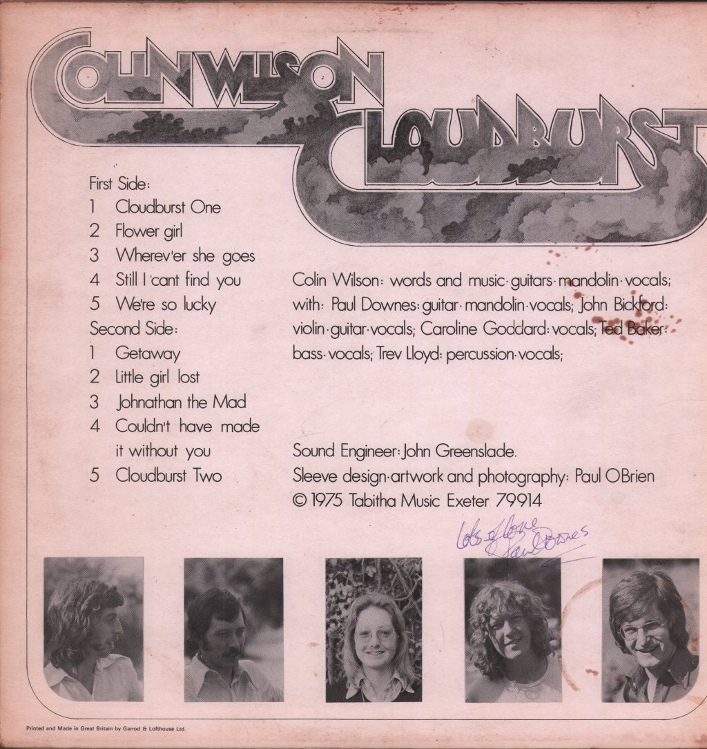 Colin Wilson - Cloudburst - Lp