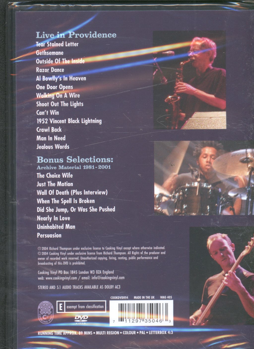 Richard Thompson - Live In Providence - Dvd