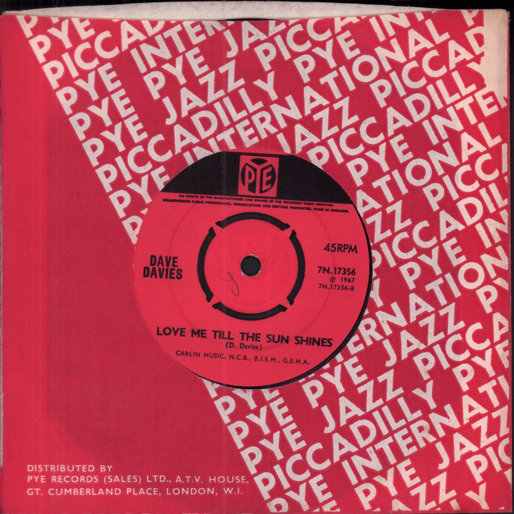 Dave Davies - Death Of A Clown - 7 Inch