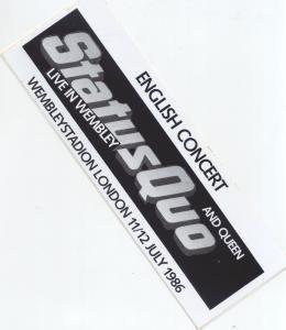 Status Quo/Queen - Wembley Stadium London 11-12/7/86 - Sticker