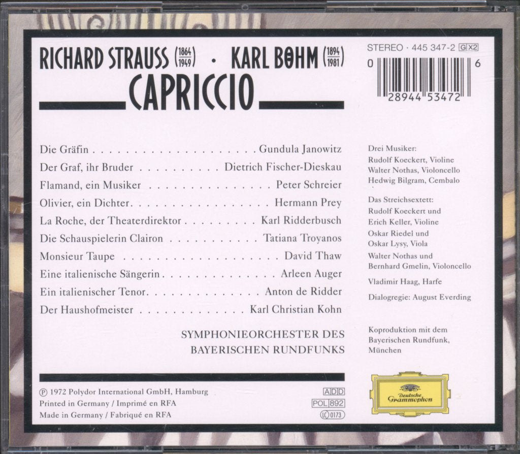 Symphonie-Orchester Des Bayerischen Rundfunks, Karl Böhm - Strauss - Capriccio - Double Cd