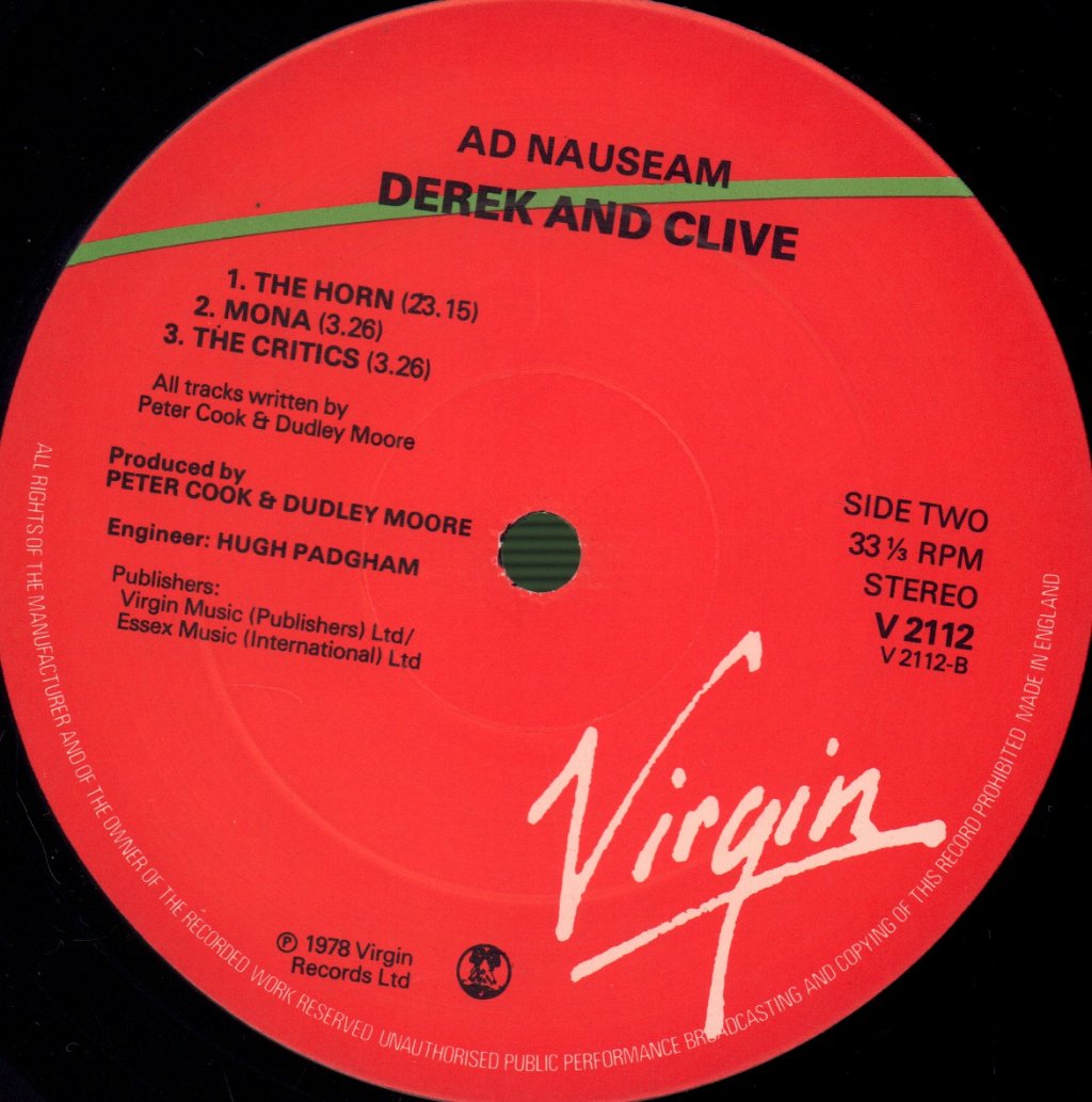 Derek And Clive - Ad Nauseam - Lp
