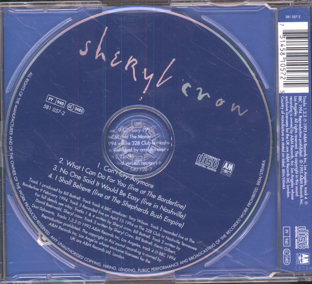 Sheryl Crow - Can't Cry Anymore - Cd