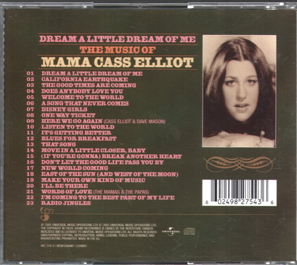 Mama Cass Elliot - Dream A Little Dream Of Me - Cd