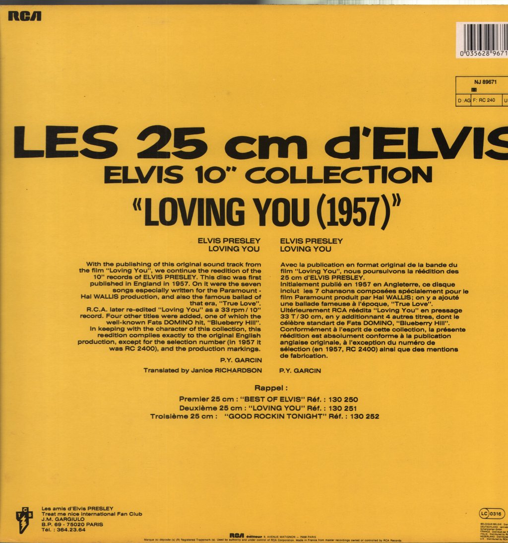 Elvis Presley - Loving You - 10 Inch