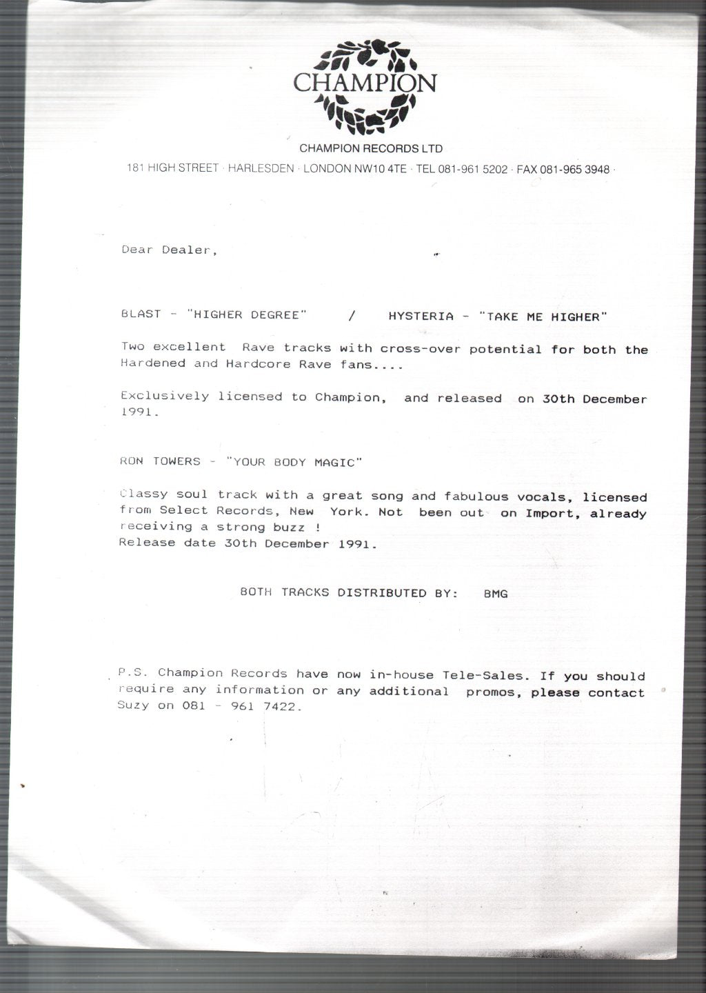 Ron Towers - Your Body Magic - 12 Inch