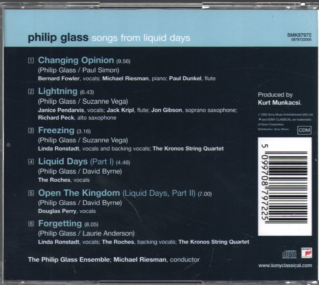 Philip Glass - Songs From Liquid Days - Cd