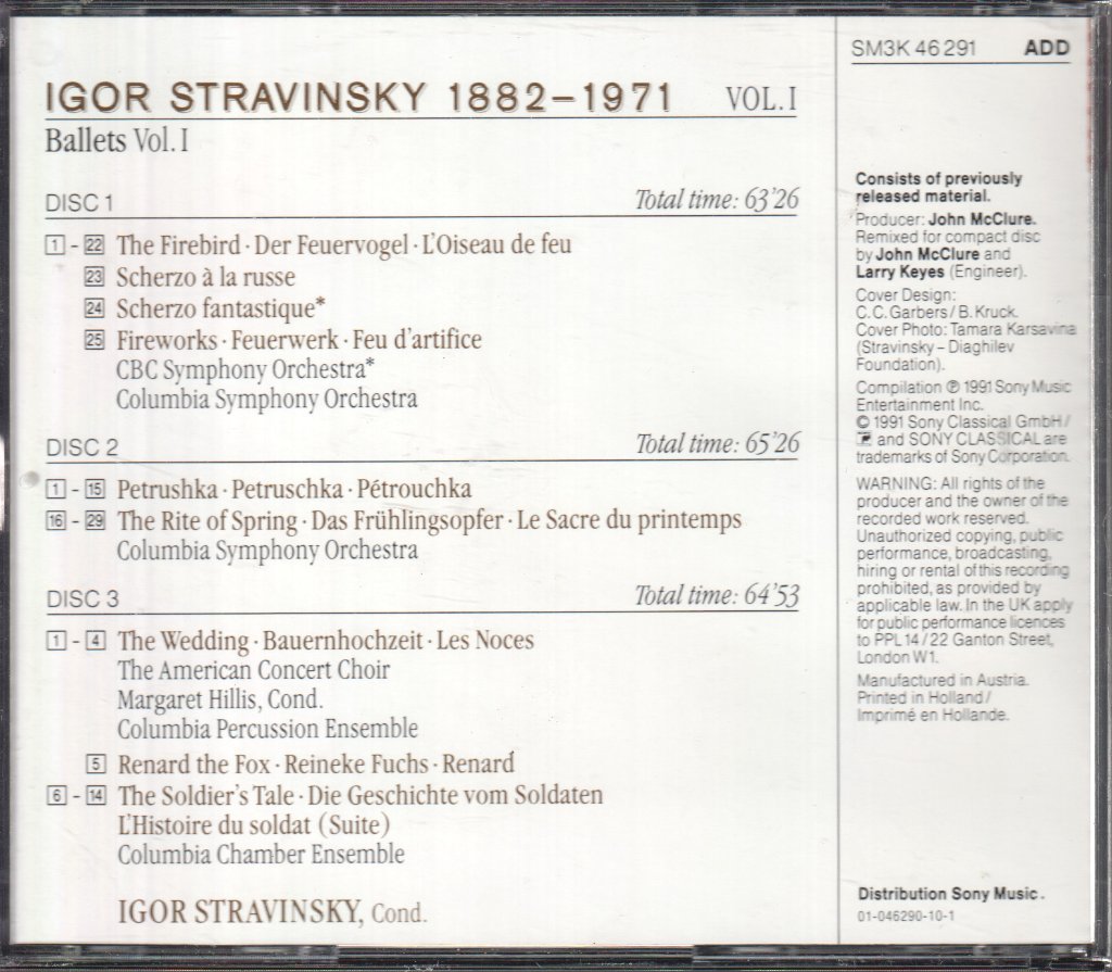 Igor Stravinsky - Ballets - Vol. I - Triple Cd