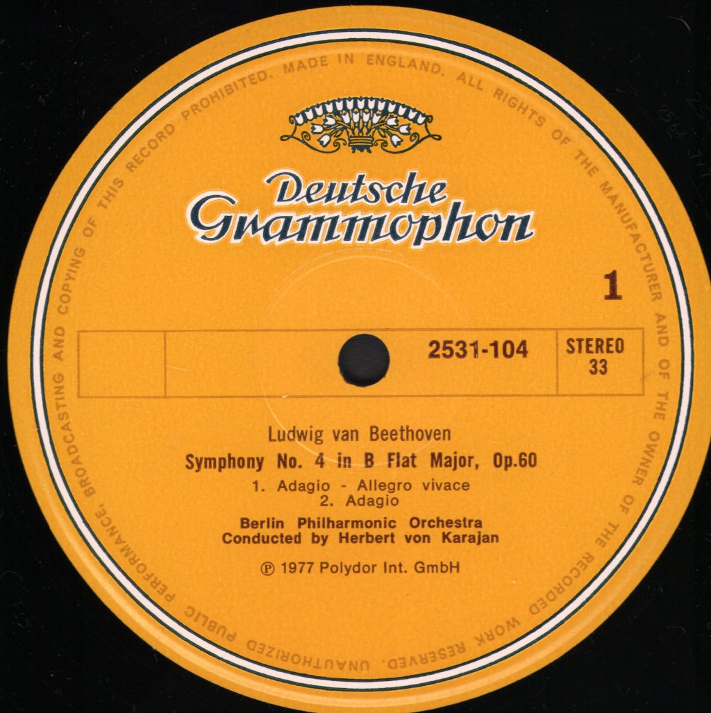 Herbert Von Karajan / Berlin Philharmonic Orchestra - Beethoven - Symphony No. 4 - Lp