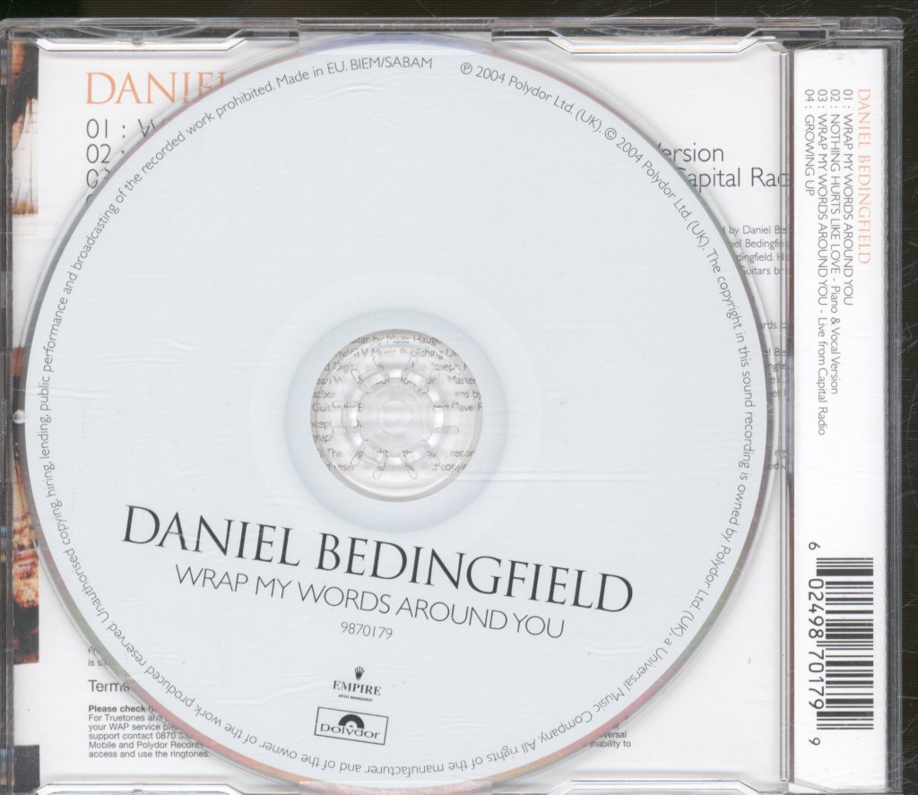 Daniel Bedingfield - Wrap My Words Around You - Cd