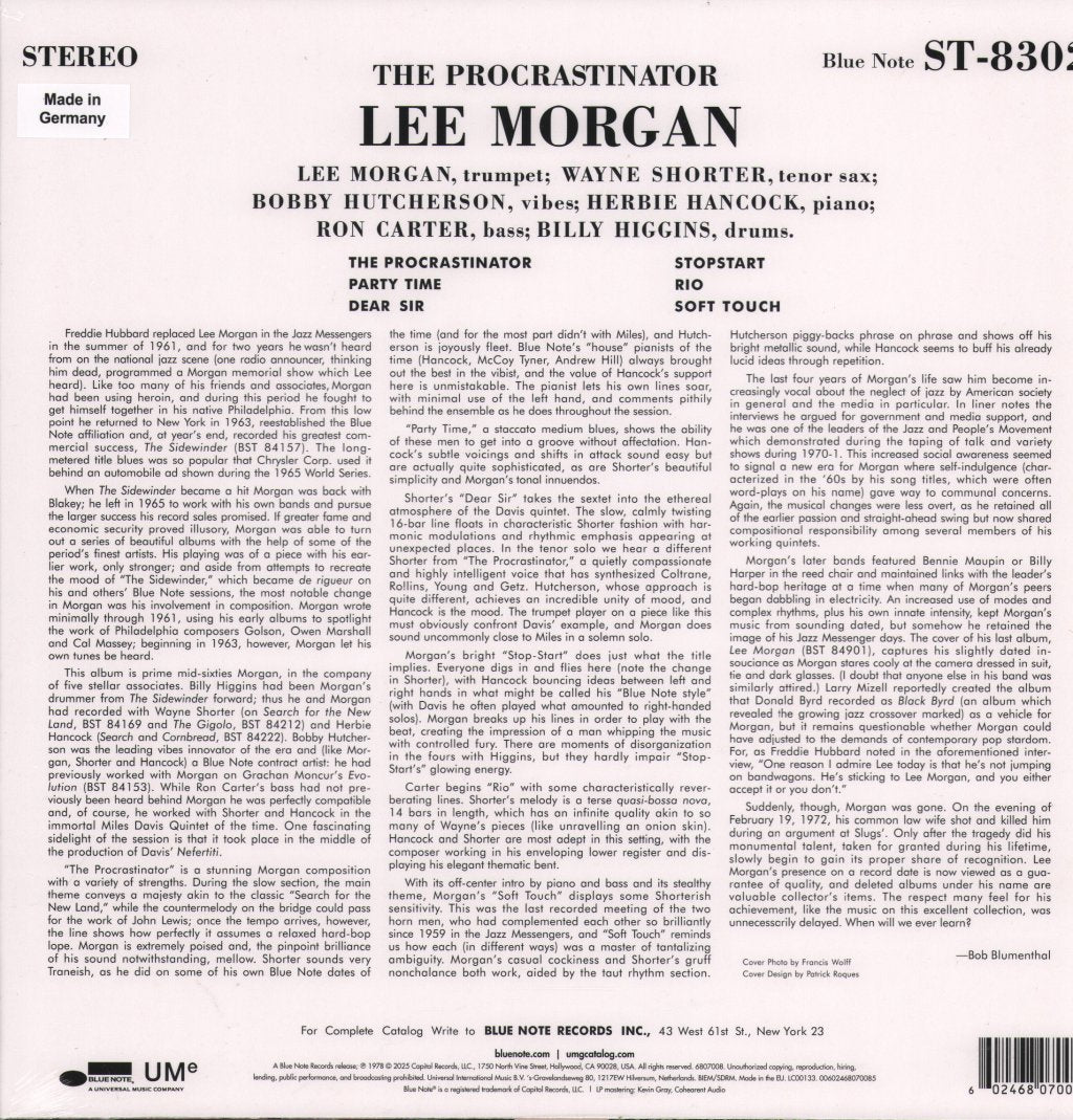 Lee Morgan - The Procrastinator - Lp