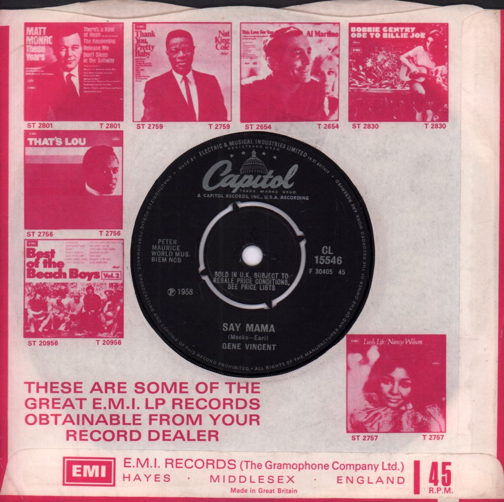 Gene Vincent - Be-Bop-A-Lula - 7 Inch