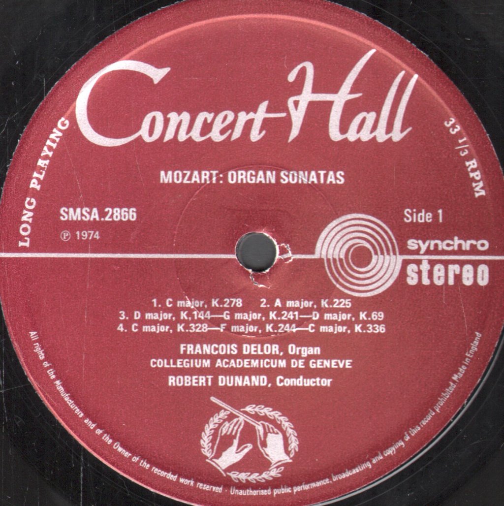 François Delor / Collegium Academicum De Genève / Robert Dunand - Mozart - Organ Sonatas - Lp