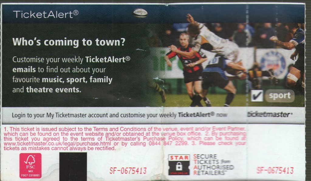 Cult/Mission/Killing Joke - Sheffield Motorpoint Arena 12th September 2012 - Ticket