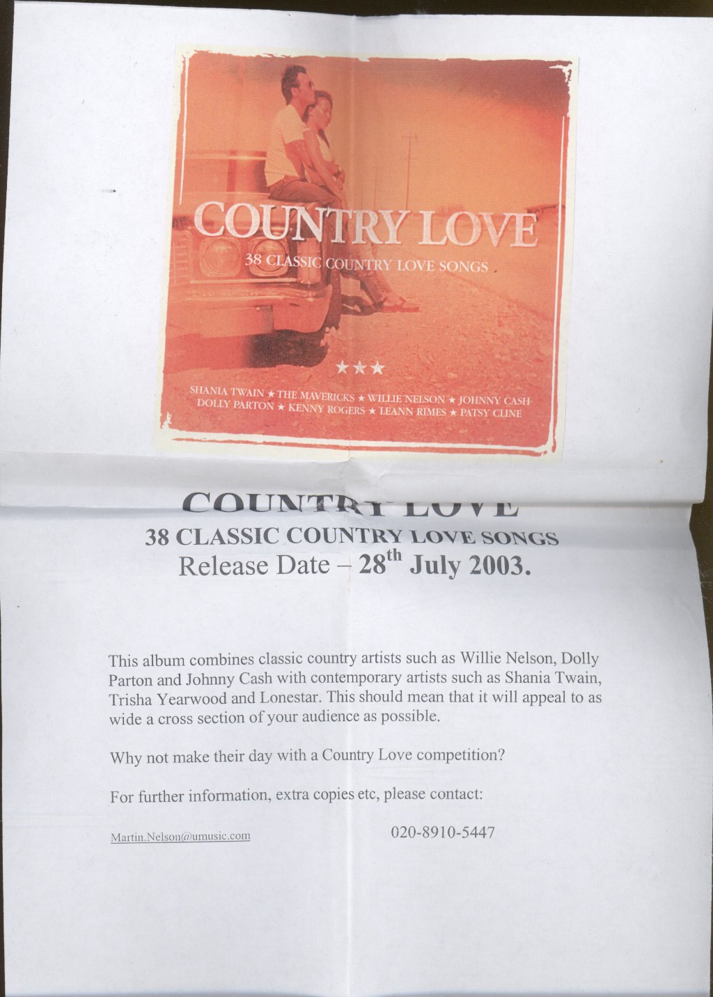 Various Artists - Country Love: 38 Classic Country Love Songs - Double Cd