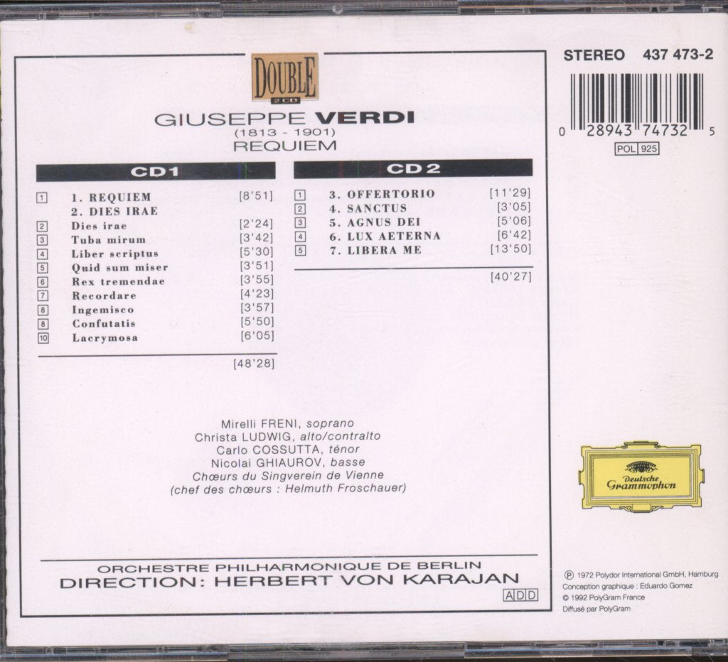 Berliner Philharmoniker, Herbert von Karajan - Verdi - Requiem - Double Cd